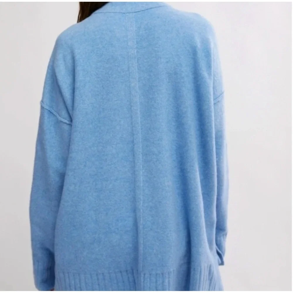 Free People Phoebe Pullover in Waterfall‎ Heather Sweater Sz L NWT